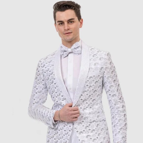 All White Mens Tuxedo - Wedding Suit - Mens Modern Silver...